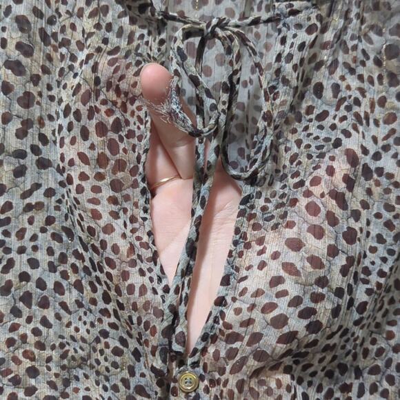 Zara Animal Print Smocked Mini Dress Bloused Brown Cheetah Women's size S - Picture 5 of 8